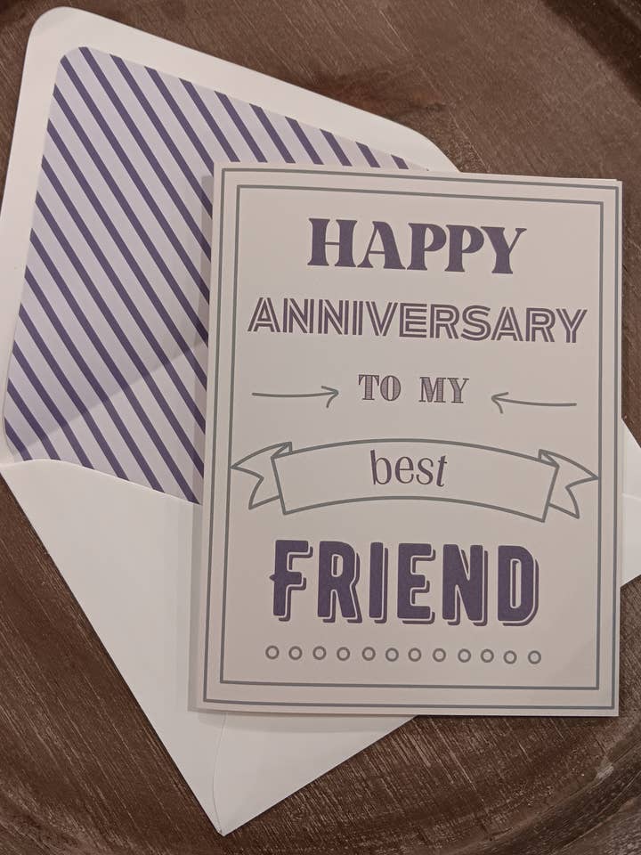 Best Friend Anniversary Card for wholesale by The Lettering Loft