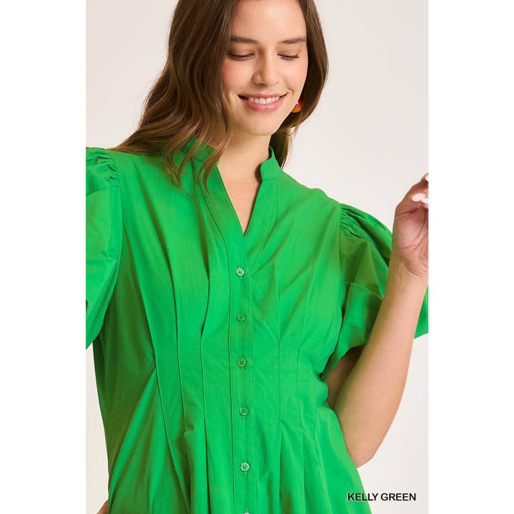 STYLE USA - Wholesale Dress - Women's - Pleated Short Sleeve Dress