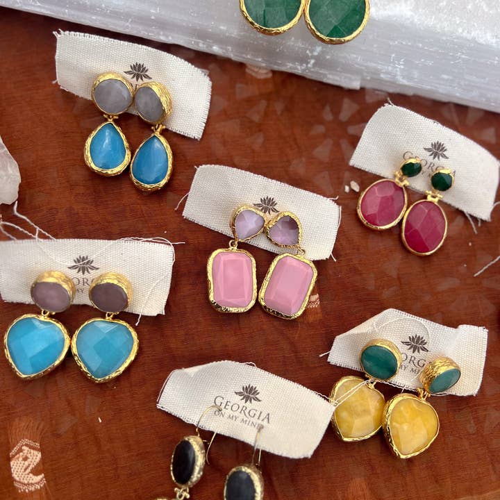 Georgia On My Mind - Wholesale Dangle earrings - Double Stone Earring- Large1