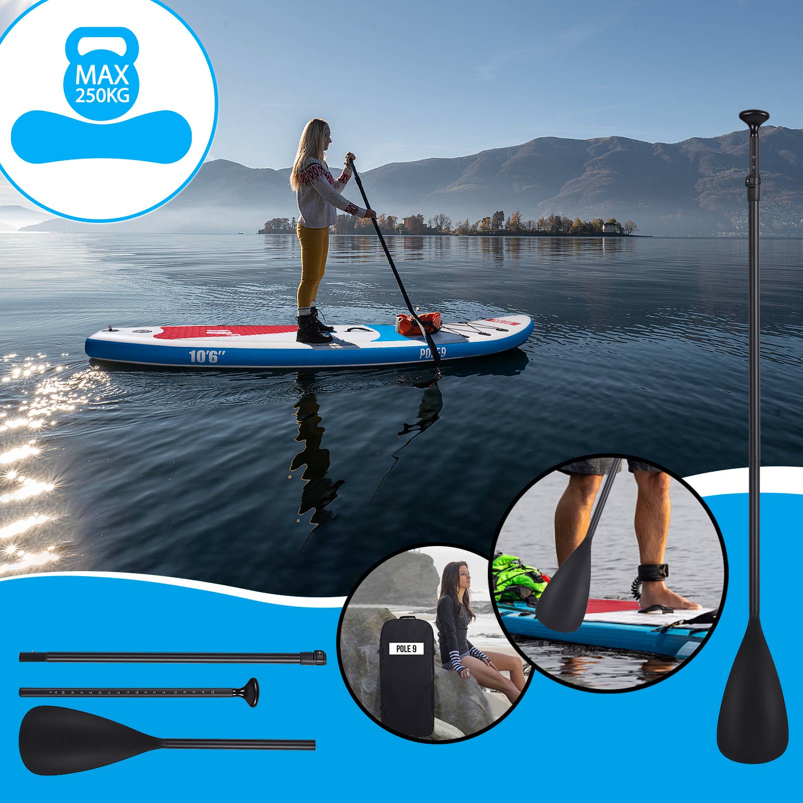 Pole9 - Wholesale Sporting Accessories - SUP Board - Blue2
