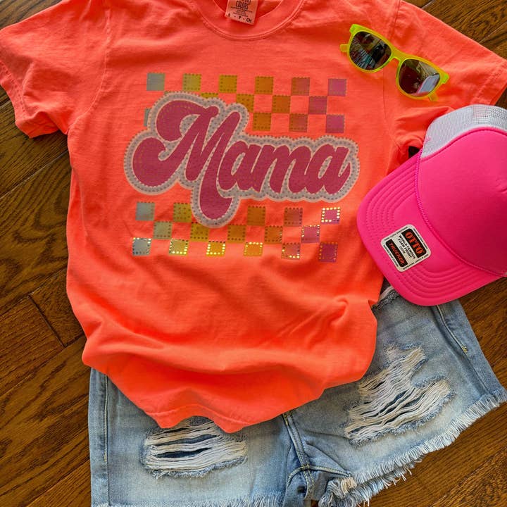 Mama Checkered Rainbow Spangle for wholesale by MidWest Tees