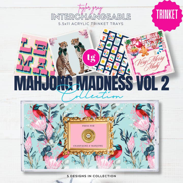 5.5x11 MAHJONG MADNESS VOL 2 trinket tray insert set of 5 for wholesale by TAYLOR GRAY