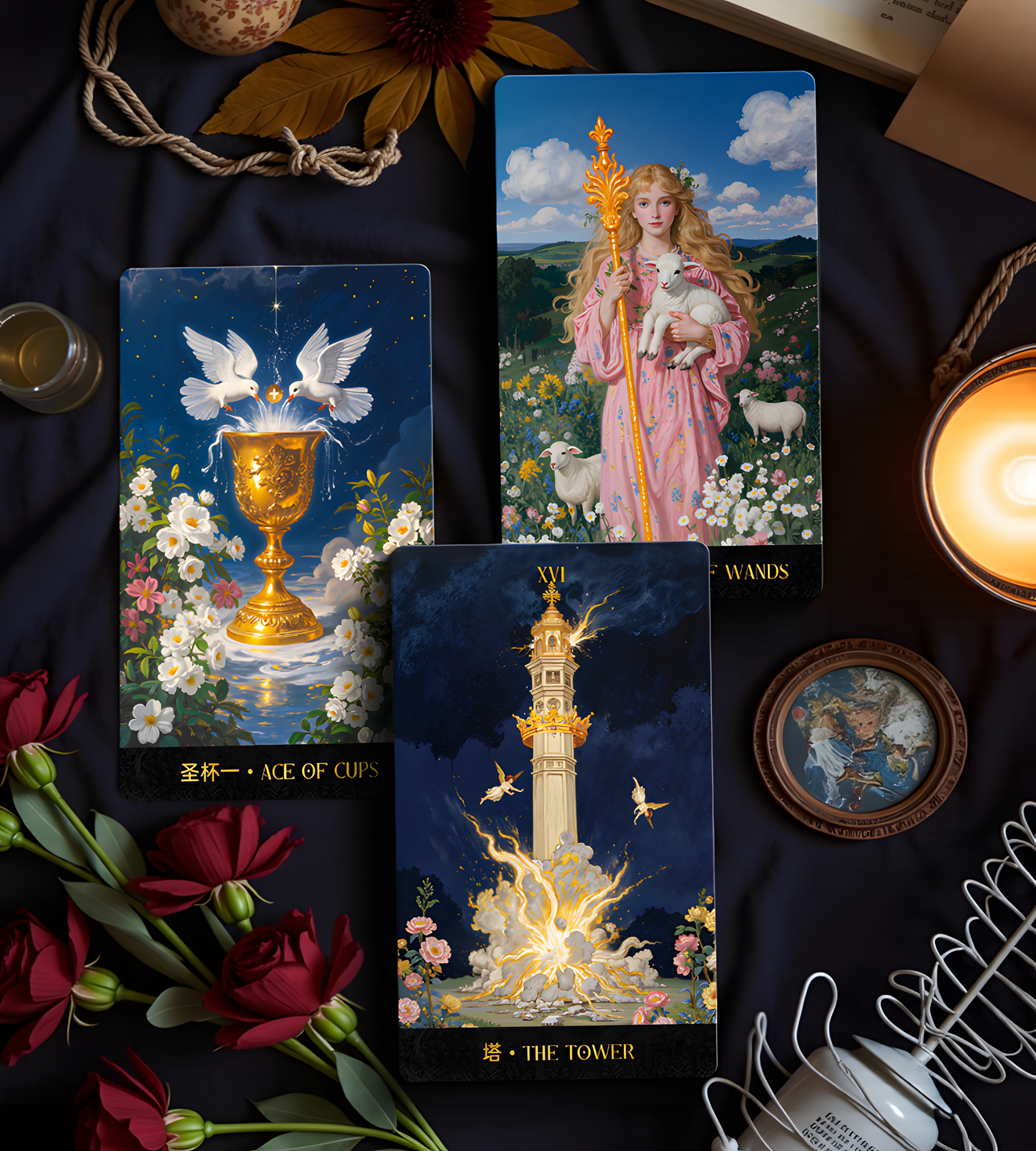 Vermilion Collection – wholesale Tarot-kort – Månskugga Blomsterlöfte Tarot16