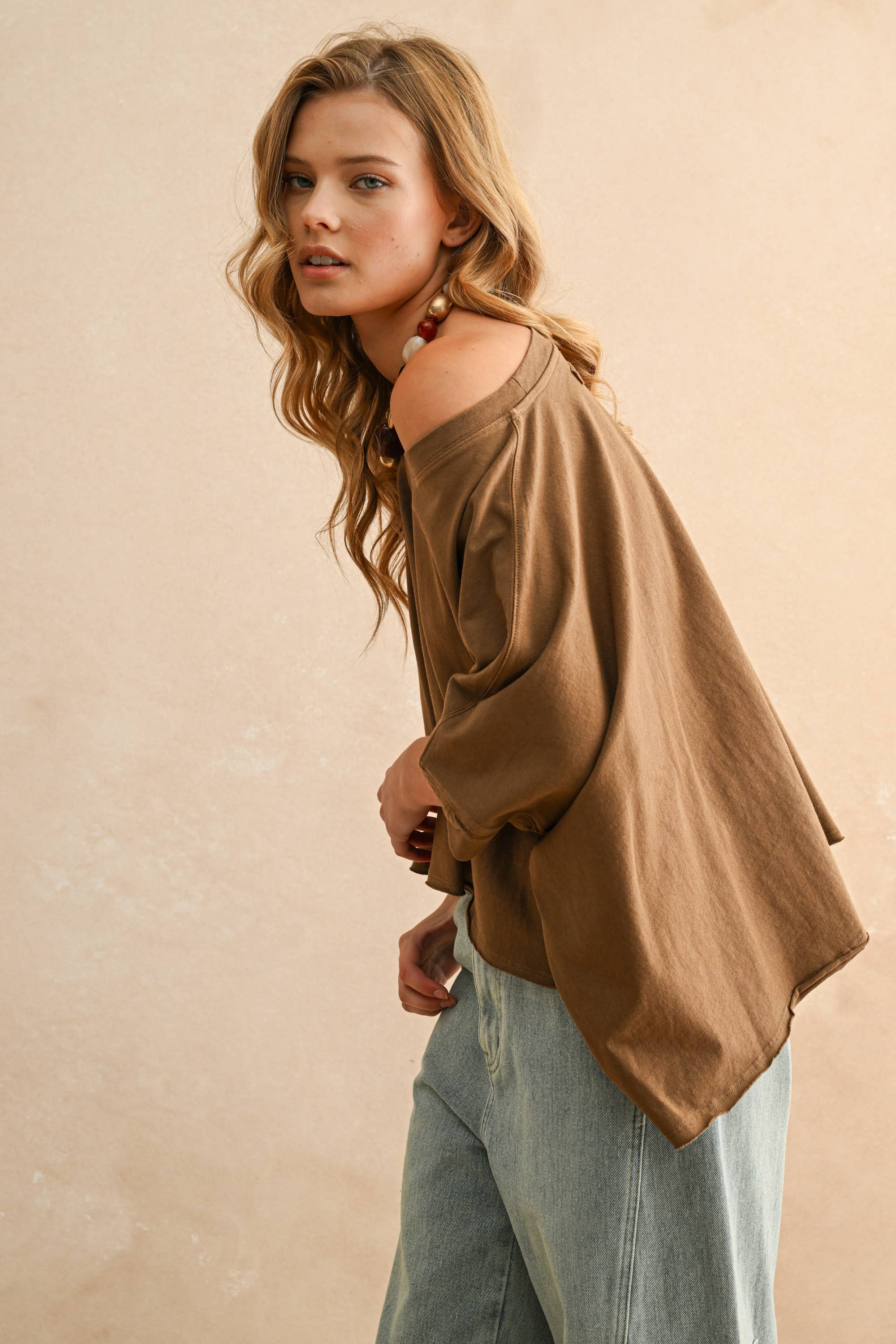 MIOU MUSE - Wholesale Blouse - Women's - T3736  BYE AND WASH OVERSIZED TOP11