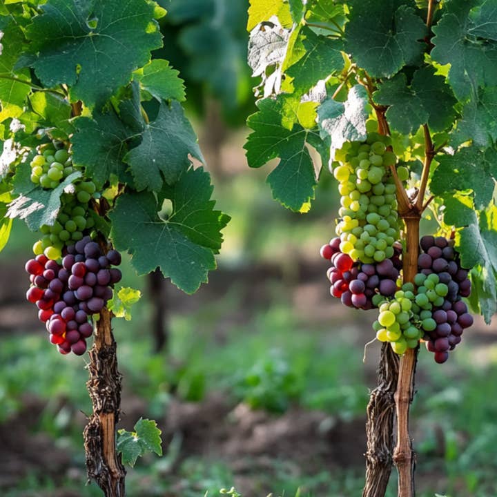 Oasis of Life - Wholesale Live Plant - Grape Vine Set – 2 Plants – Vitis vinifera ‘Himrod’ & ‘Vanessa’ – Height 60–75cm – Ø21cm – White & Red Grapes – Hardy, Self-pollinating Varieties for Garden & Terrace2