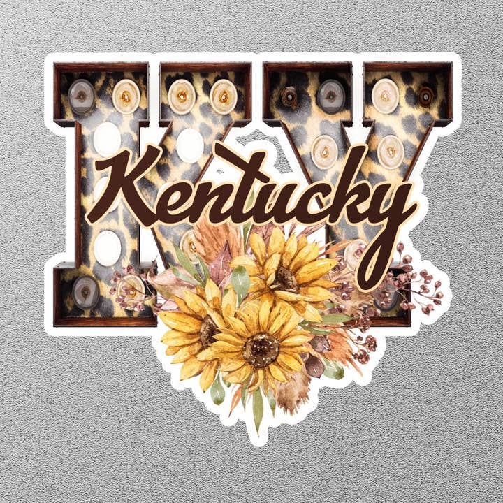 Floral Ky Kentucky With Sunflowers State Sticker for wholesale by GraffMerch.com