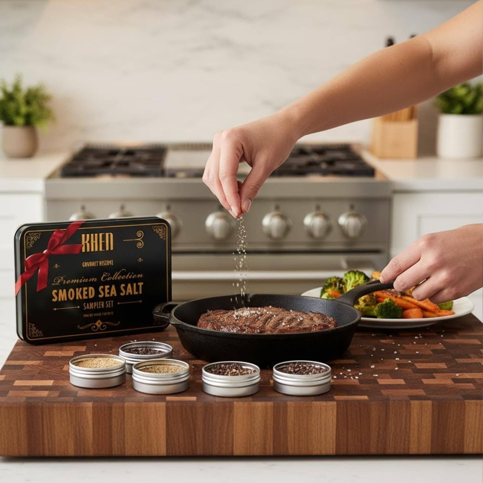 The Wine Savant /  Khen Glassware - Wholesale Salt - Smoked Sea Salt Sampler Set – 5 Gourmet Varieties5