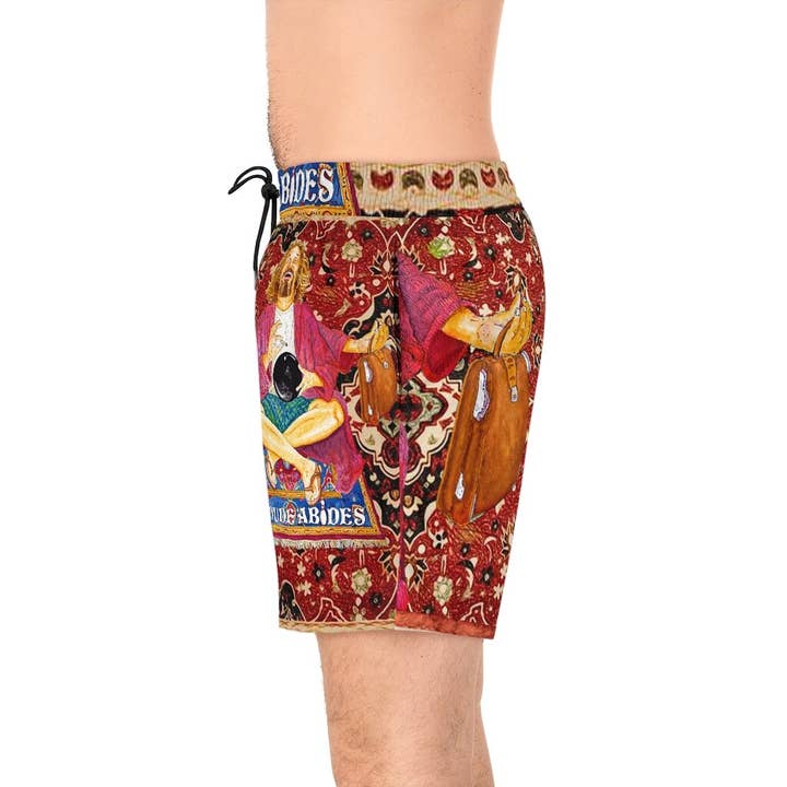 Watercolors by Joshy - Wholesale Swim Shorts - Men's - The Dude Abides Wearable WaterColor Artisan Swim Trunks - The Big Lebowski "Zen Dude" Special Edition