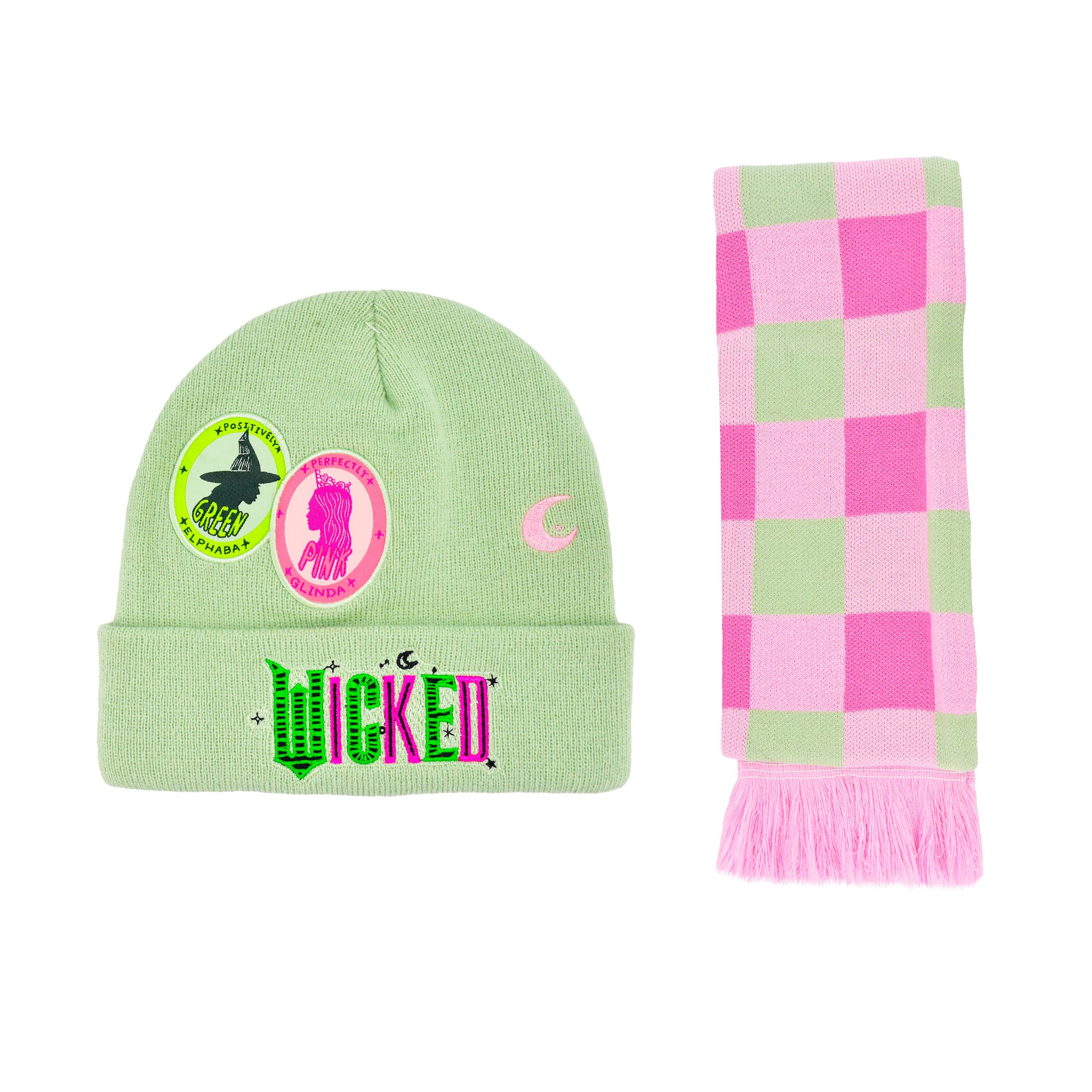 Concept One - Wholesale Winter Accessory Set - Women's - Wicked x Glinda Patches & Embroidery Beanie & Scarf Set0
