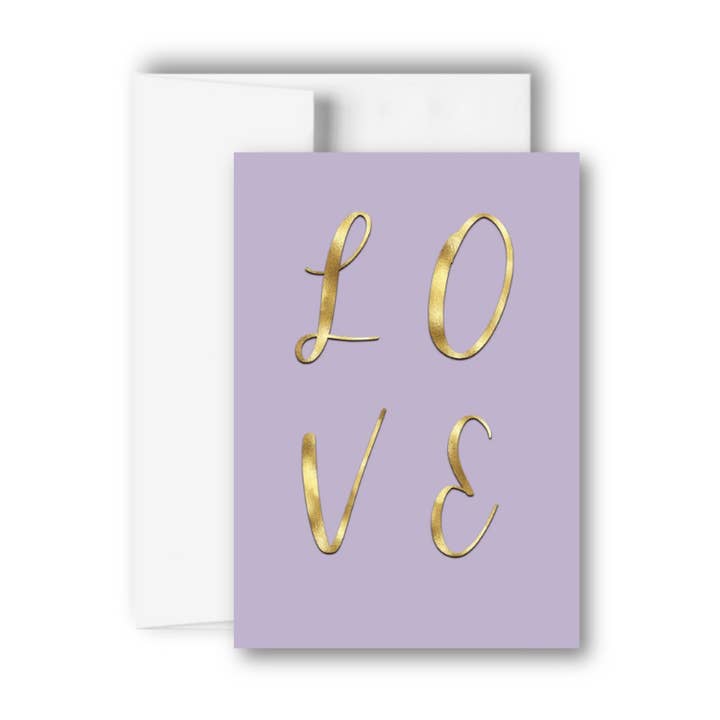 Love Wedding Engagement Greeting Card- Gold for wholesale by Brandi Creations Design Studio