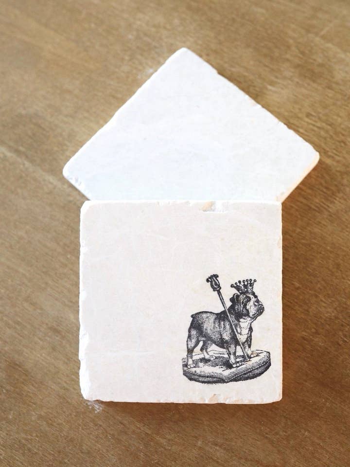 Conjunto de porta-copos King Bulldog por atacado de Lace, Grace & Peonies Marble Coasters