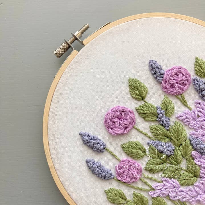 And Other Adventures Embroidery Co - Wholesale Embroidery/Cross Stitch Supplies - Hand Embroidery KIT - Hawthorne in Lilac