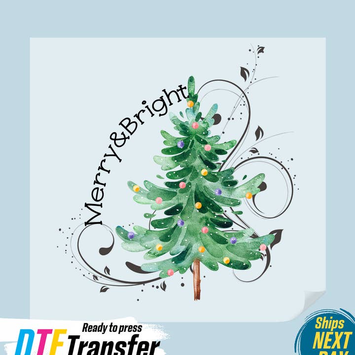 Merry And Bright Pine DTF Transfer for wholesale by DTF Office