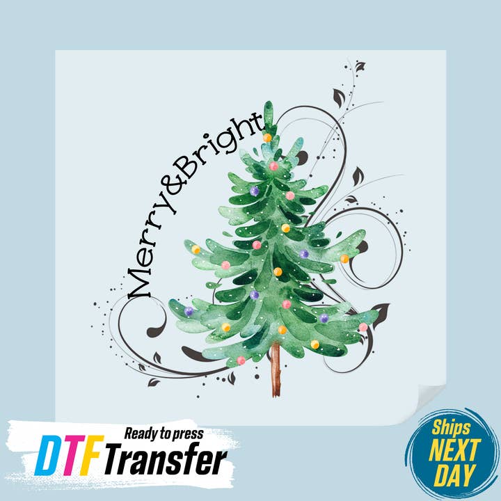 Merry And Bright Pine DTF Transfer for wholesale by DTF Office