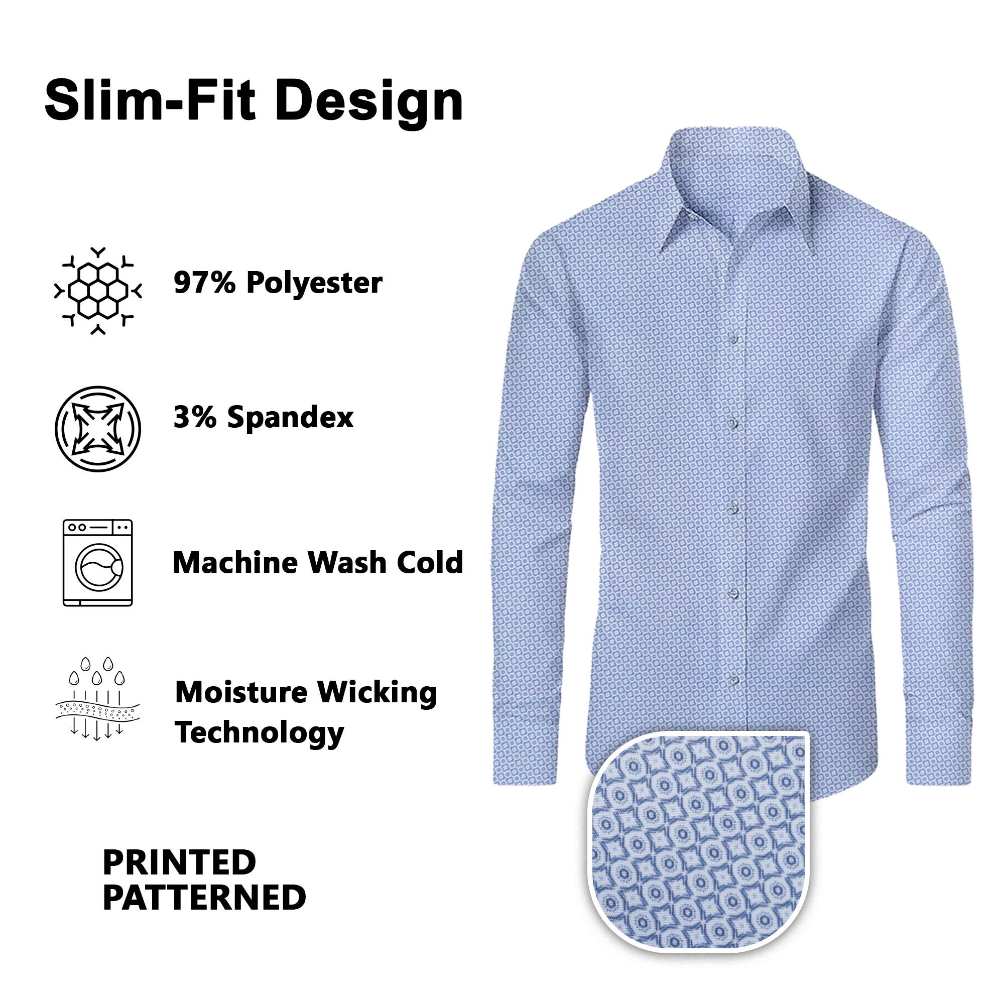 Galaxy By Harvic – Camisa de botões - Homem por atacado – Camisas de Homem de Manga Comprida com Estampado e Elasticidade para Desempenho16