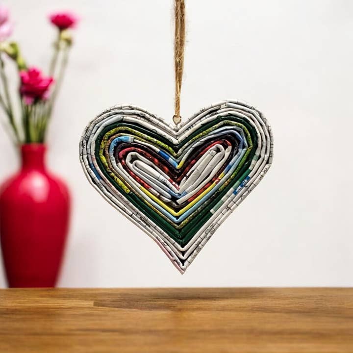 Mini Heart Christmas Ornament - Recycled Paper for wholesale by The Upcycled Paper Company