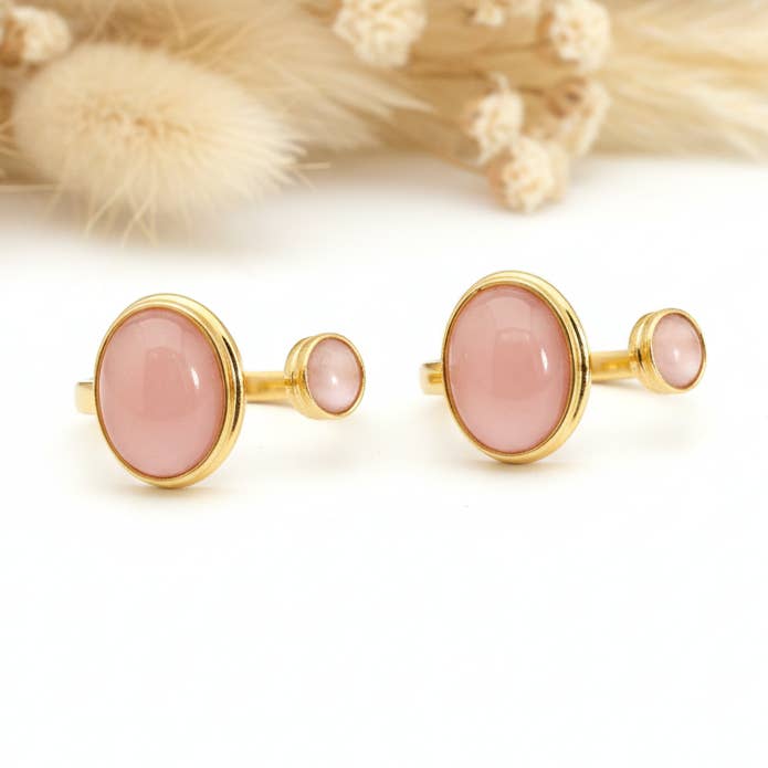 Produtos Namasté - Wholesale Single Stone/Solitaire Ring - Pink Cat's Eye Stone Ring0