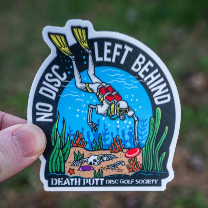 Disc Golf - No Disc Left Behind Sticker for wholesale by Hey Bear Outdoors