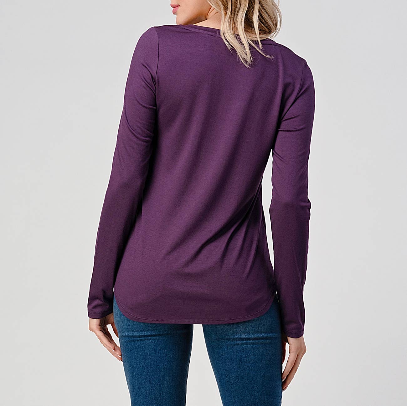 Heimious - Wholesale T-Shirt - Women's - Modal Long Sleeve V-neck Relaxed Fit T-shirt, T24920