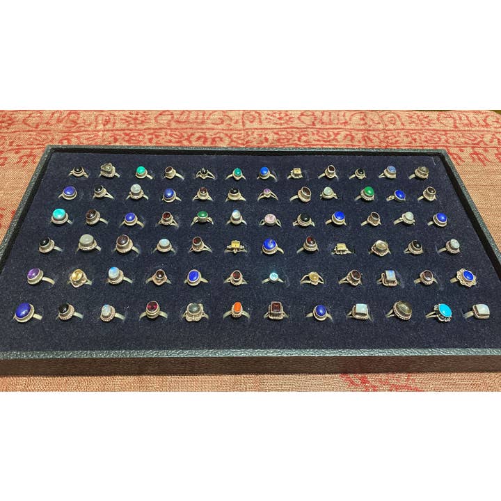 Katmandu Trading Co. - Wholesale Cocktail/Statement Ring - Solid .925 Sterling Silver Ring w/Assorted Semi-Precious: S