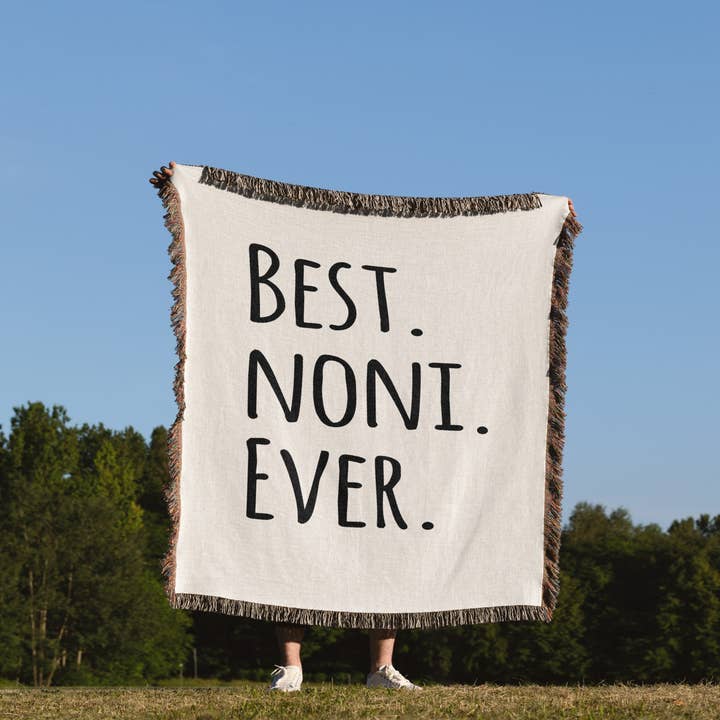 3dRose - Wholesale Throw Blanket - 3dRose, Best Noni Ever - Gifts for Grandmothers - Grandma nicknames - black text - family gifts, Blanket1