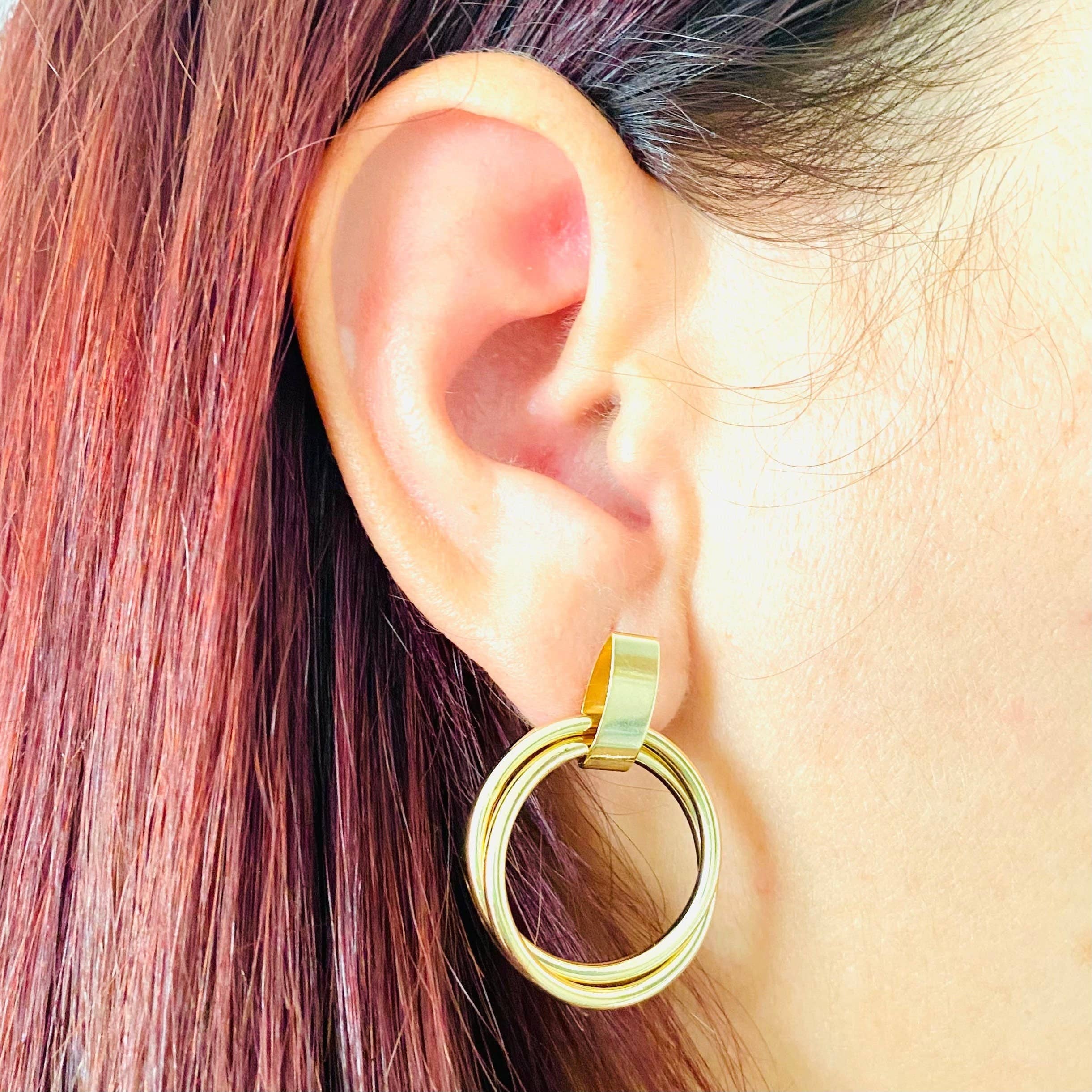 Housegoldjewelry – Engroshandel Hængeøreringe og creoløreringe – Dobbelt Hoops, Hoop Øreringe, Dingle Hoops,1