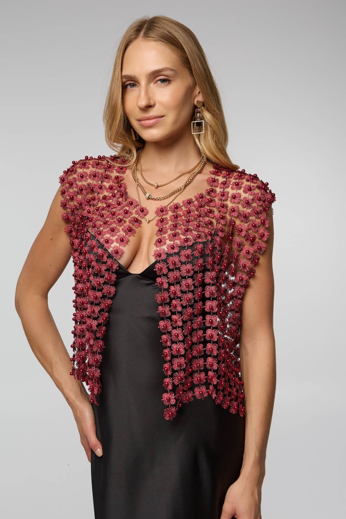 SAACHI - Wholesale Blouse - Women's - Floral Shell Pearl Capelet34