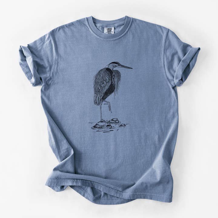 Ardea herodias - Great Blue Heron - Unisex Comfort Colors Garment-Dyed Heavyweight T-shirt for wholesale by Because Tees