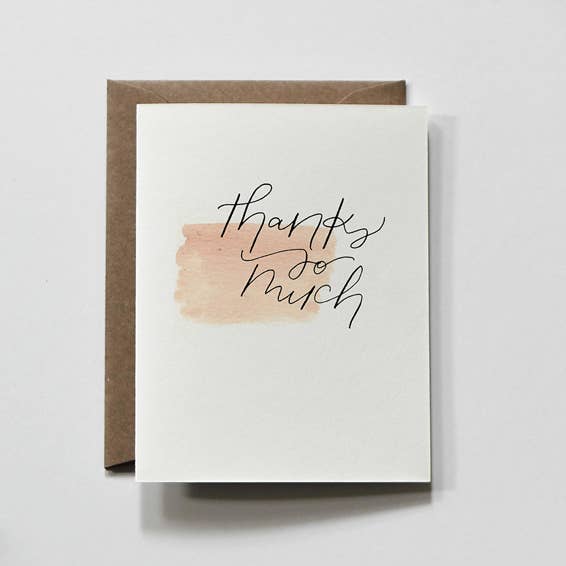 everglow handmade - Wholesale Thank You Card - So Much | Pink Wash Thank You So Much Simple Greeting Card