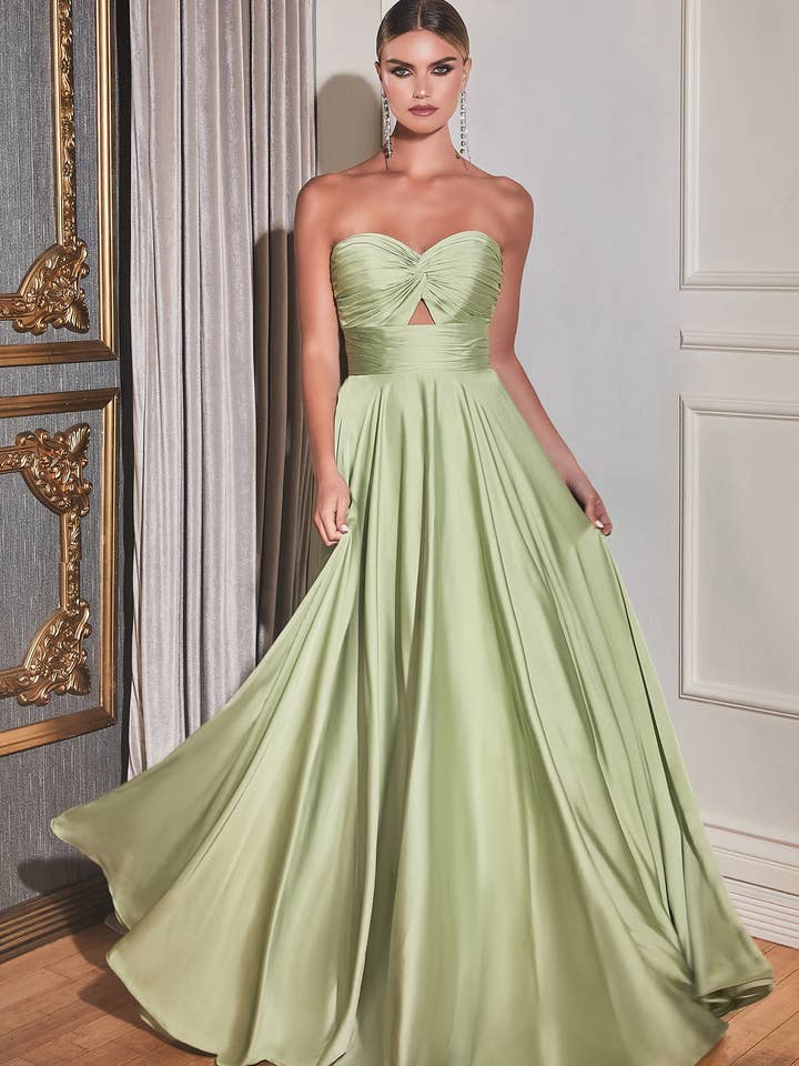 Ladivine by Cinderella Divine - Wholesale Gown - Women's - STRAPLESS A-LINE SATIN KEYHOLE DRESS11