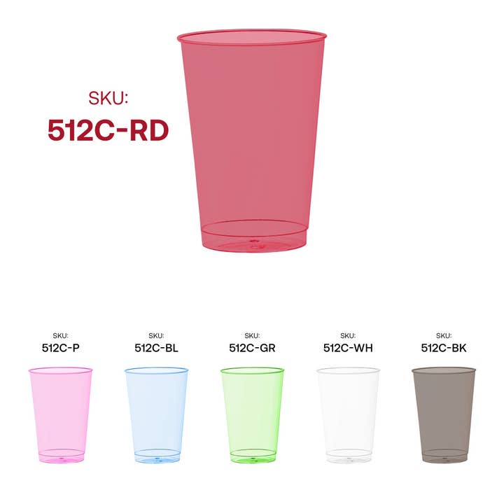 Smarty had a Party - Wholesale Disposable cup - 12 oz. Clear Red Disposable Plastic Party Cups - 240 pcs5