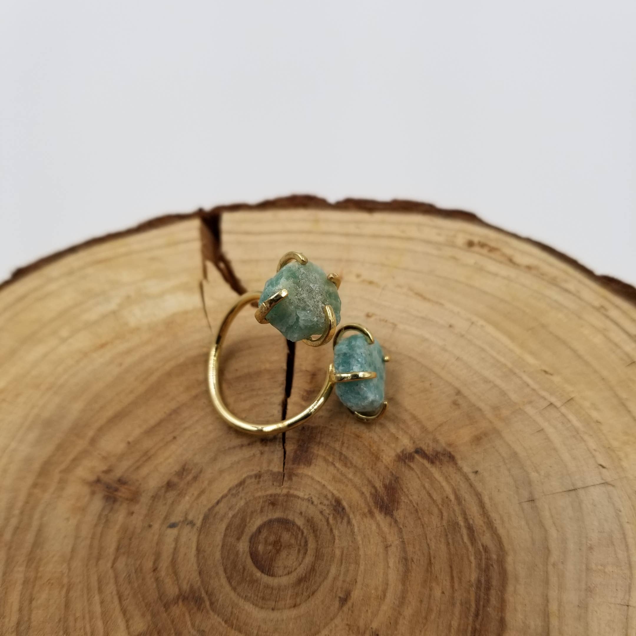 CHAKRA JEWELRY - Venta al por mayor Anillos solitarios - Anillo Ajustable de Piedra Natural Triturada Doble4