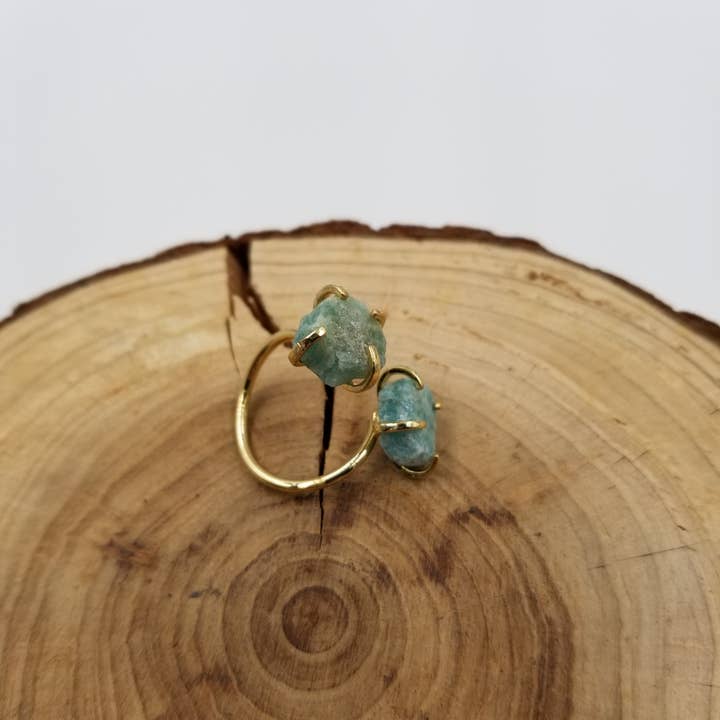 CHAKRA JEWELRY - Wholesale Single stone/solitaire ring - Handmade Natural Stone Double Crushed Stone Ring4