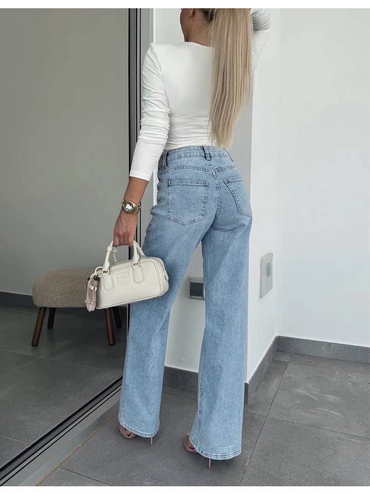 Blue Wide leg jeans EB083-Claire for wholesale on Faire