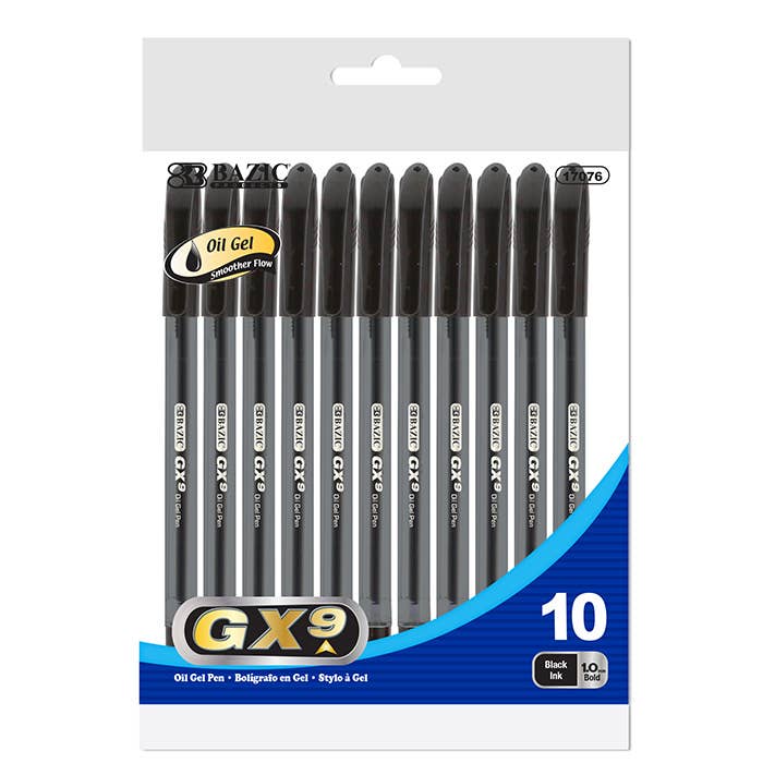 GX 9 Triangle Black Oil-Gel Ink Pen - Pack of 10 for wholesale by Luna Office Supply - Everyday Essential