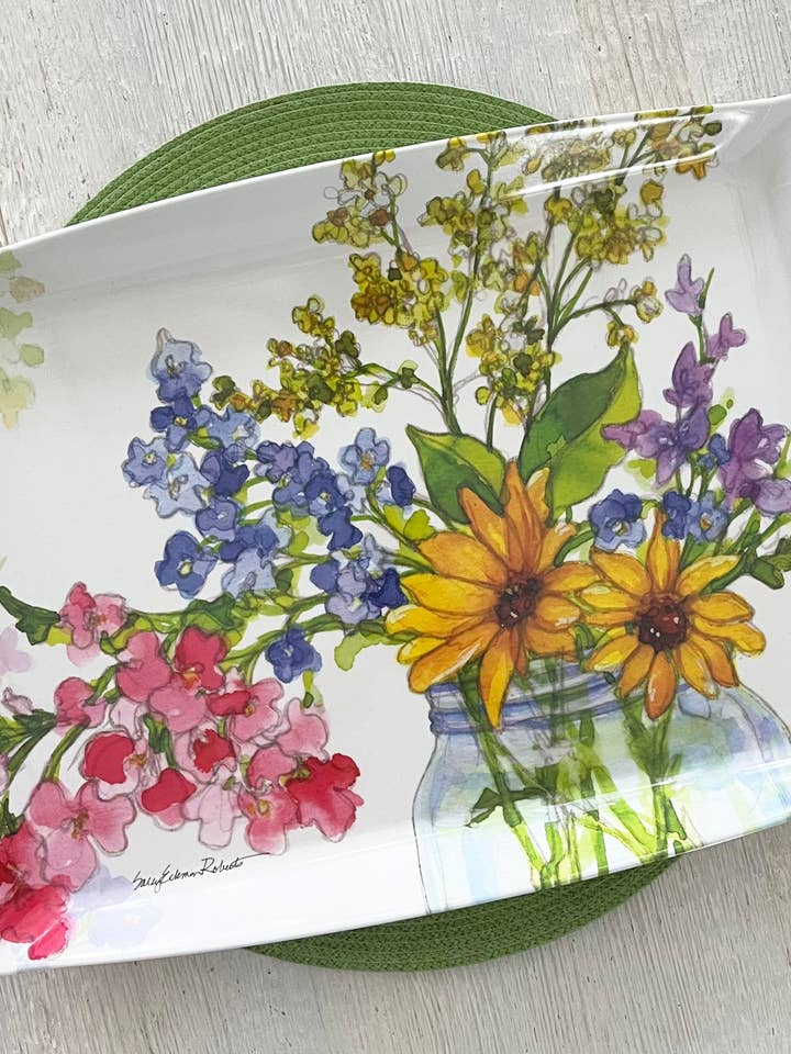 Jars of Sunshine Floral Garden Serving Tray for wholesale by Bamboo Table