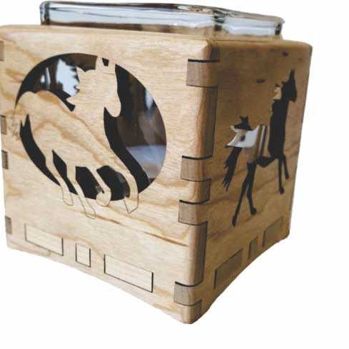 0115 Galloping Horse Candle Holder for wholesale by Wood You Tell Me, Inc.