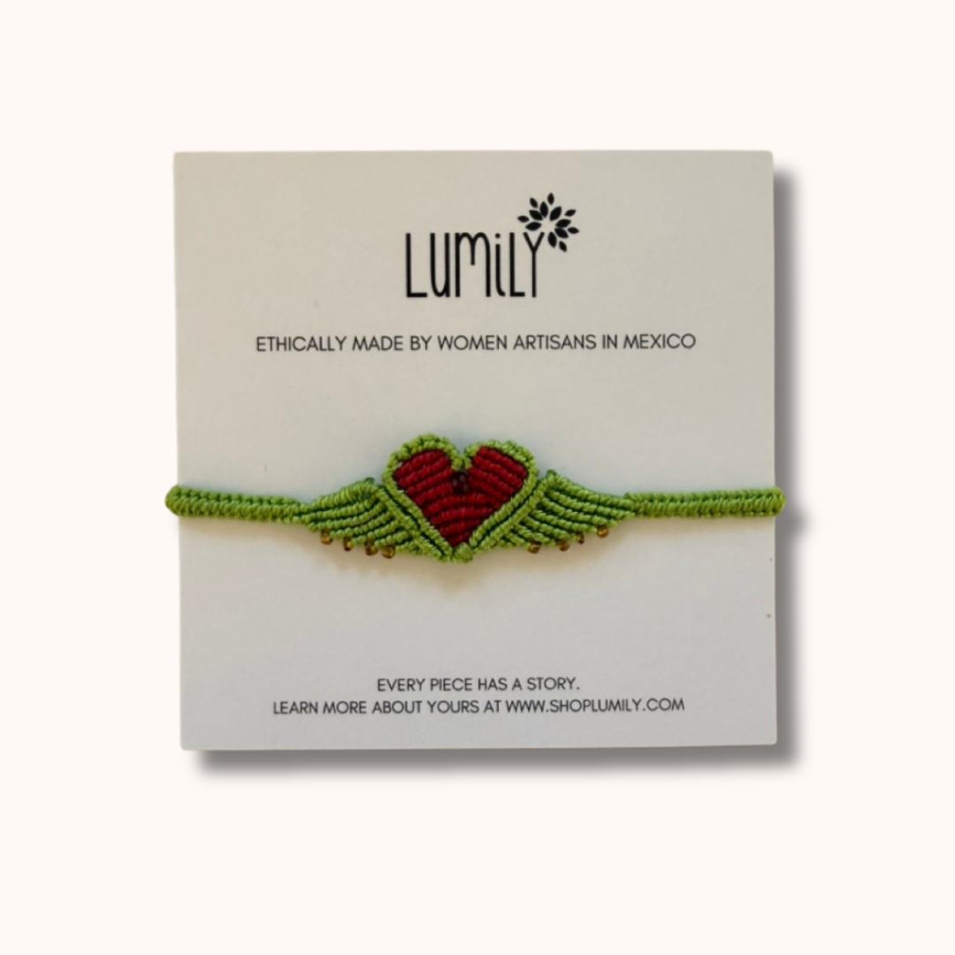 Lumily - Wholesale Woven/Braided Bracelet - Macrame Woven Heart Wings Pull String Bracelet - Mexico18