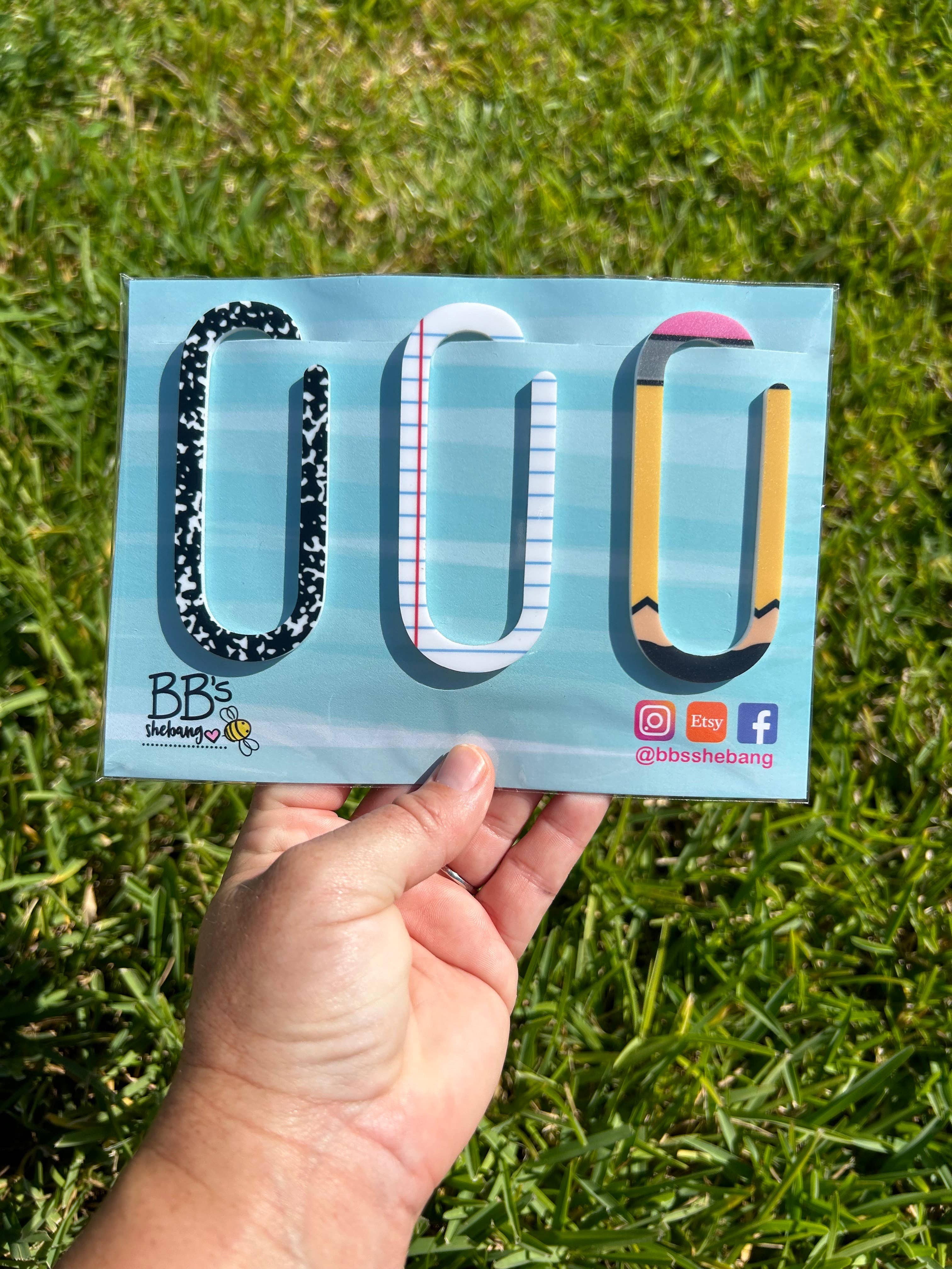 BB’s Shebang- Custom Gifts - Wholesale Bookmark - Teacher Paperclip Bookmark set, bookmark gift for teacher, 7