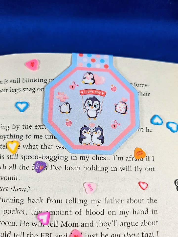 Penguin Kisses & Heart Wishes Magnetic Bookmark for wholesale by Autumnmist Boutique