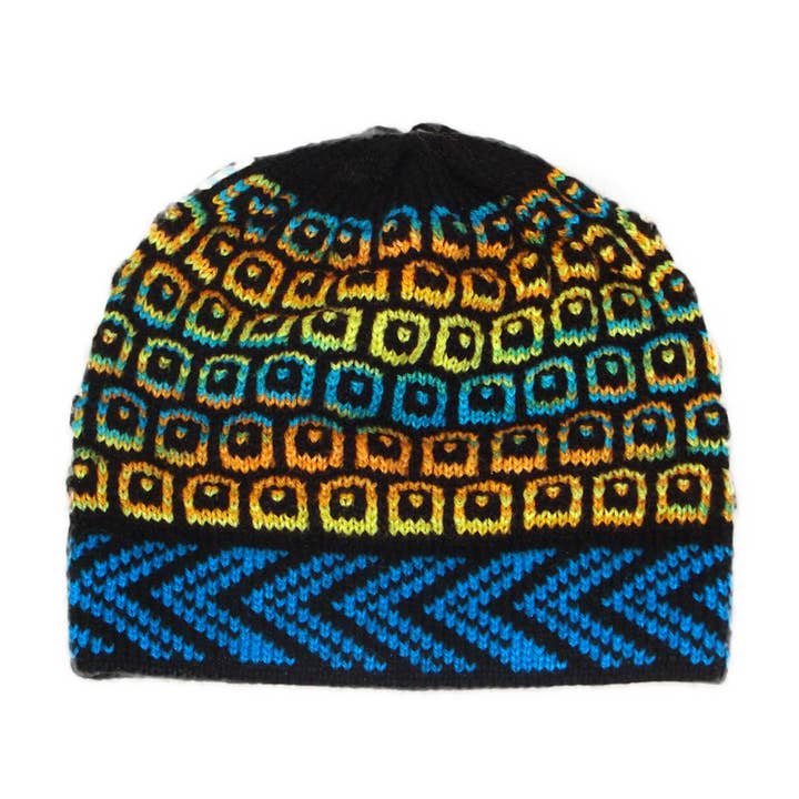 Gorro con forma de tortuga, tejido de alpaca, cuadrados y lunares, multicolor, para adulto para venta al por mayor de Sanyork Fair Trade