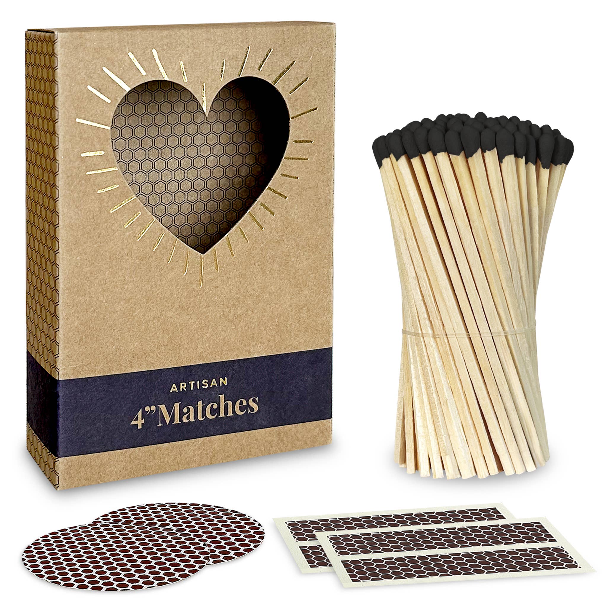 Thankful Greetings - Wholesale Matches - 4" Refill Matches - Colors of Your Choice + Striker Stickers0