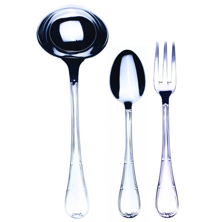 3 Pcs Serving Set Fork Spoon and Ladle Raffaello for wholesale by Mepra SPA