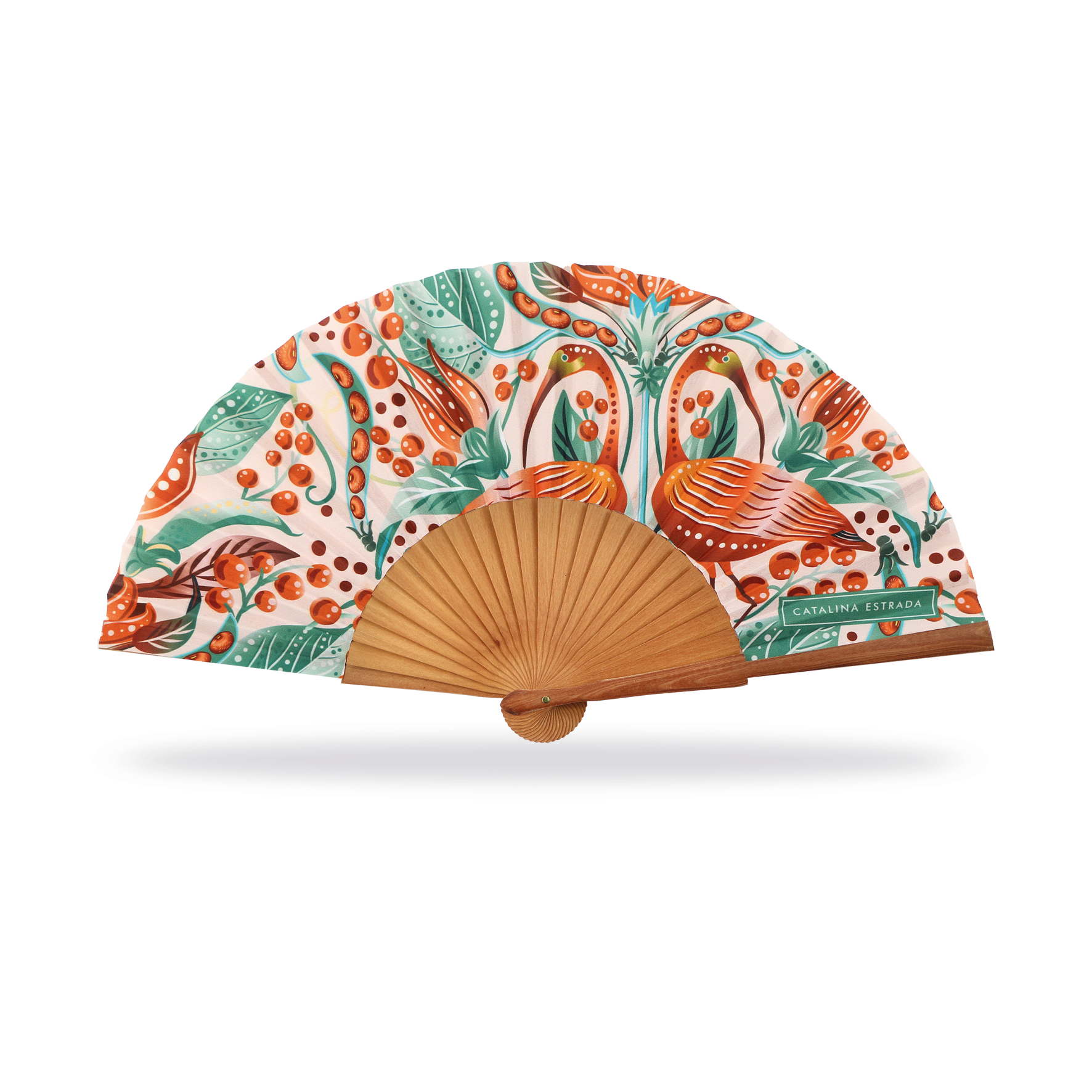 Cuatrogotas - Wholesale Party/Paper Folding Fan - Catalina Estrada Fan, Scarlet Bean. Ref-A30112