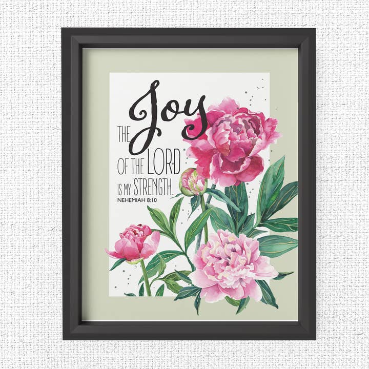 Peony Joy Scripture Print for wholesale by Becky Jo Lee Art & Design | Fine Papers & Prints