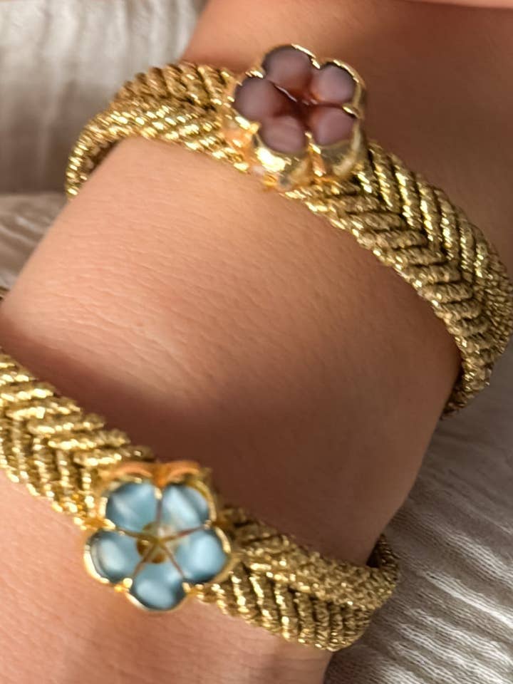 Aurelia Hand-Knotted Macramé Flower Bracelet for wholesale by bohémisse