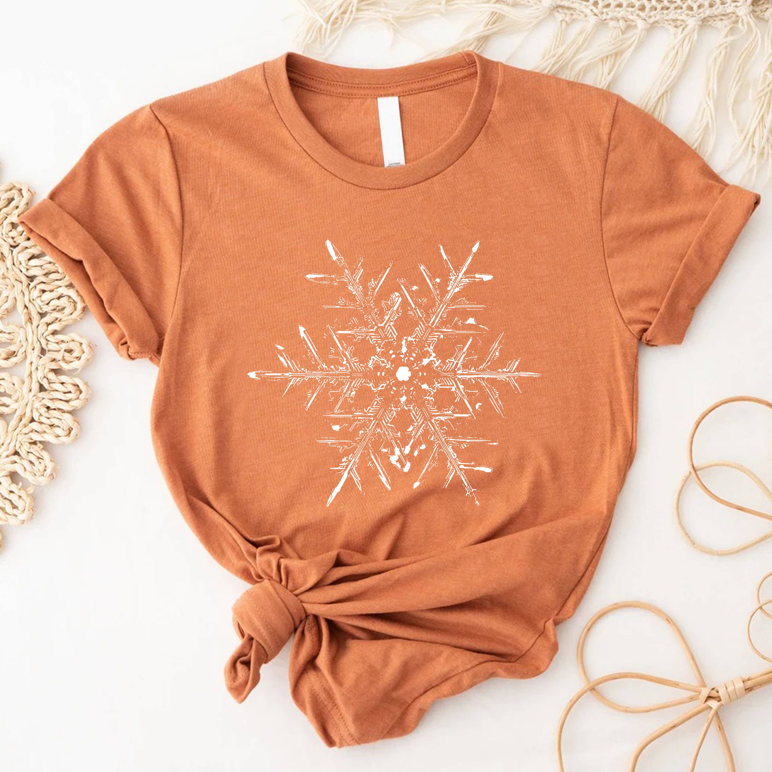 STARCHIS - Wholesale Screen Printed T-Shirt - Women's - SNOWFLAKE PRINT GRAPHIC T-SHIRT5