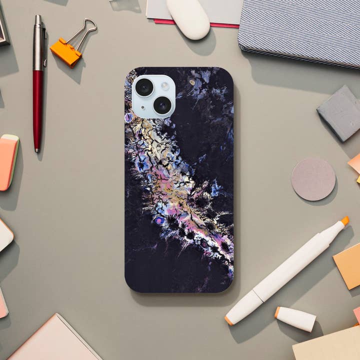 Galaxy Nebula iPhone 16 15 14 Pro Max Case | Dark Aesthetic Abstract Art Tough Phone Cover | Colour Bursts Through Acrylic Pour Case for wholesale by James Knights Art