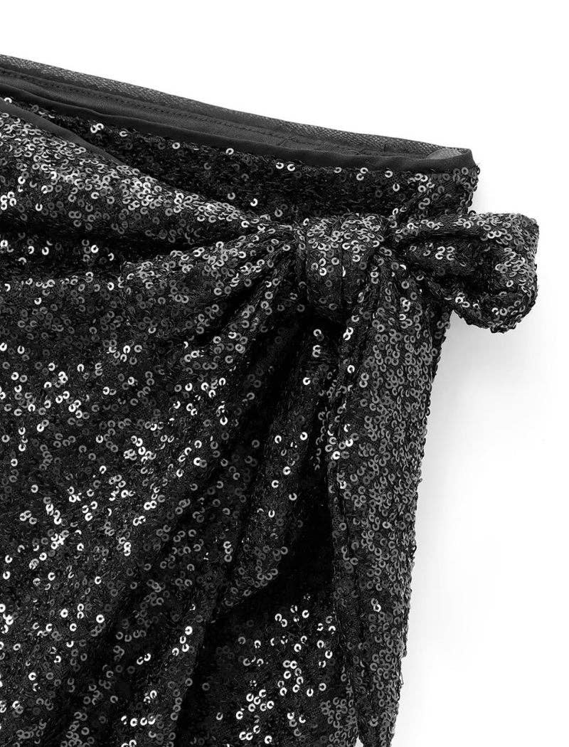 safistyle - Wholesale Skirt - Women's - Sequin Wrap Midi Skirt with Side Tie6