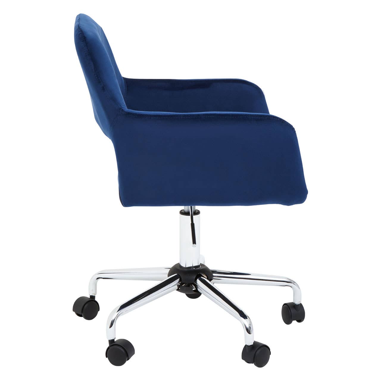 Interiors by Premier – wholesale Chair – Brent Navy Velvet And Chrome Base Home Office Chair3